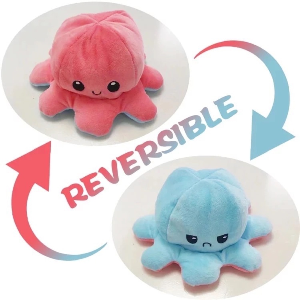 Pink and blue reversible mood octopus 🐙
